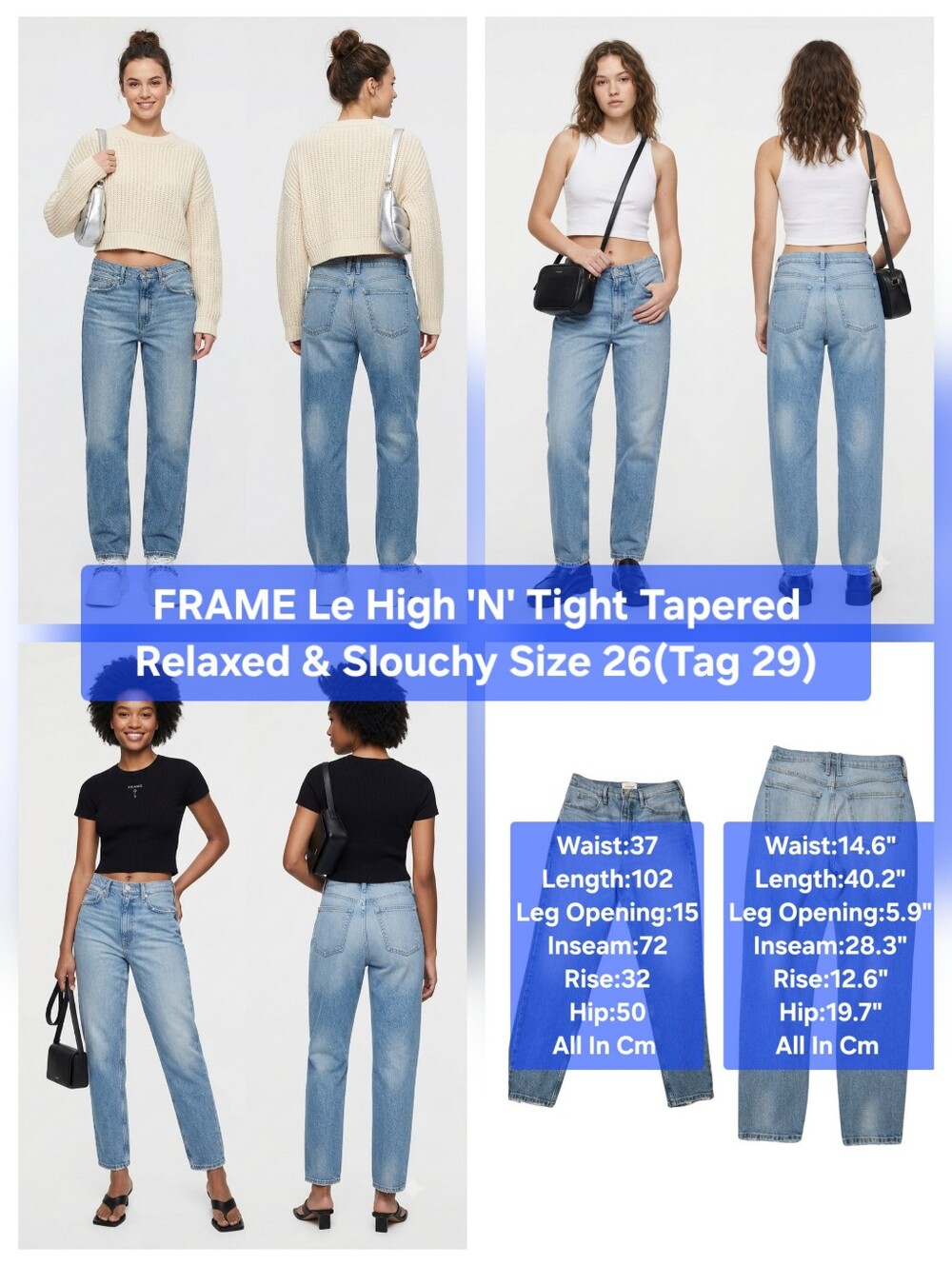 FRAME Le High 'N' Tight Tapered Relaxed & Slouchy Size 26(Tag 29)